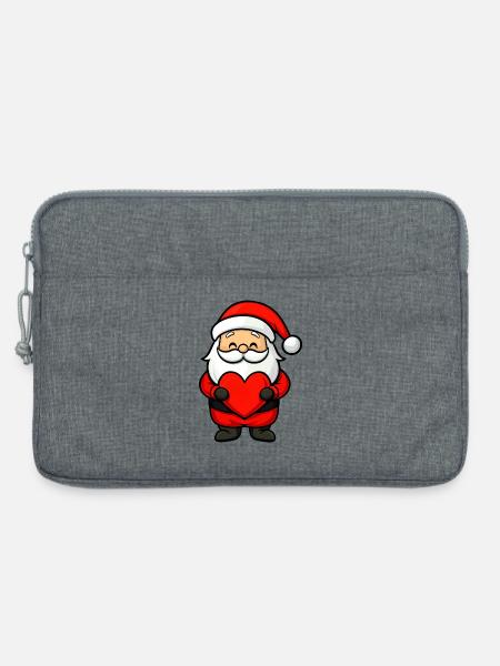 Weihnachtsmann mit Herz - Laptoptasche 13" - Grau meliert