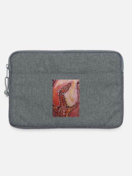 Roter Drache handgemalt  - Laptoptasche 13" - Grau meliert