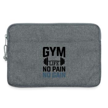 Fitness Motivation – Gym Life No Pain No Gain - Laptop bag 13" - heather grey - Front