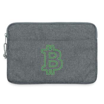 Contour du logo Bitcoin Minimaliste néon - Sacoche pour ordinateur portable 13 pouces - gris chiné - Devant