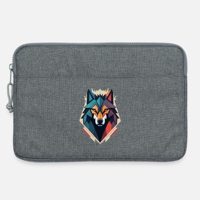 Geometric Wolf Head - Laptop bag 13" - heather grey