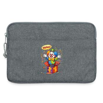 Funny Clown Says HELAU – Carnival Motif - Laptop bag 13" - heather grey - Front