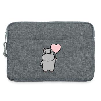 Amour en cœur d’hippopotame doux - Sacoche pour ordinateur portable 13 pouces - gris chiné - Devant