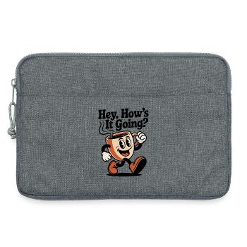 Laufender Kaffeebecher Mascot - Laptoptasche 13" - Grau meliert - Vorne