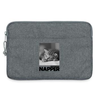 Dormeur professionnel – Chat endormi - Sacoche pour ordinateur portable 13 pouces - gris chiné - Devant