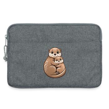Mother otter with cub - Laptop bag 13" - heather grey - Front