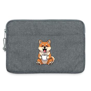 Dessin animé Fox Cartoon Café Amant du Café Bureau - Sacoche pour ordinateur portable 13 pouces - gris chiné - Devant