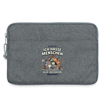 Ich hasse Menschen Humor Spruch - Laptoptasche 13" - Grau meliert - Vorne
