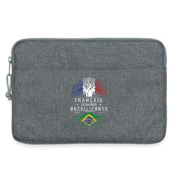 Francais De Racines Bresiliennes T-Shirt Cadeau... - Sacoche pour ordinateur portable 13 pouces - gris chiné - Devant
