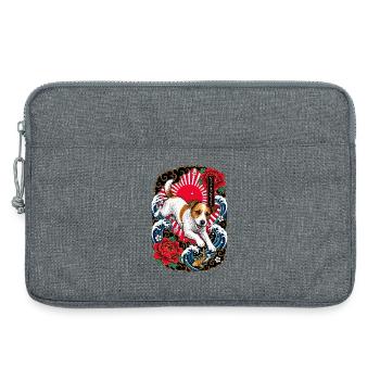 Jack Russell Terrier im Japan Tattoo Stil - Laptoptasche 13" - Grau meliert - Vorne
