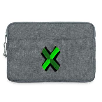 Neon X Pattern Green Black - Laptop bag 13" - heather grey - Front