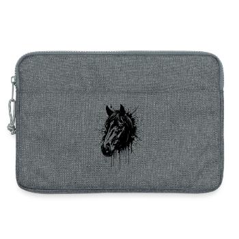 Wild Horse Ink - Tête de Cheval Splash Art - Sacoche pour ordinateur portable 13 pouces - gris chiné - Devant