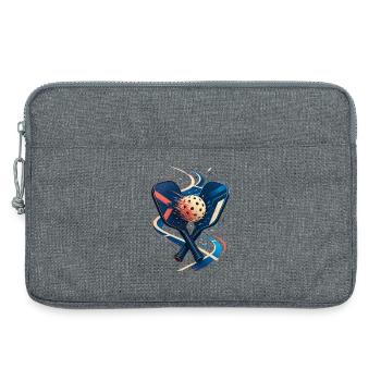 Schläger und Ball in Bewegung - Laptoptasche 13" - Grau meliert - Vorne