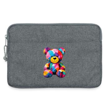 Colorful Teddy Bear in Pop Art Style - Laptop bag 13" - heather grey - Front