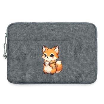 Renard câlin avec thé et écharpe - Sacoche pour ordinateur portable 13 pouces - gris chiné - Devant