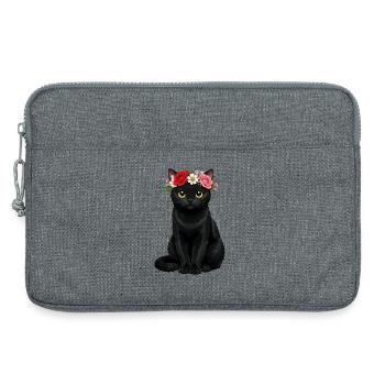 Schwarze Katze  - Laptoptasche 13" - Grau meliert - Vorne