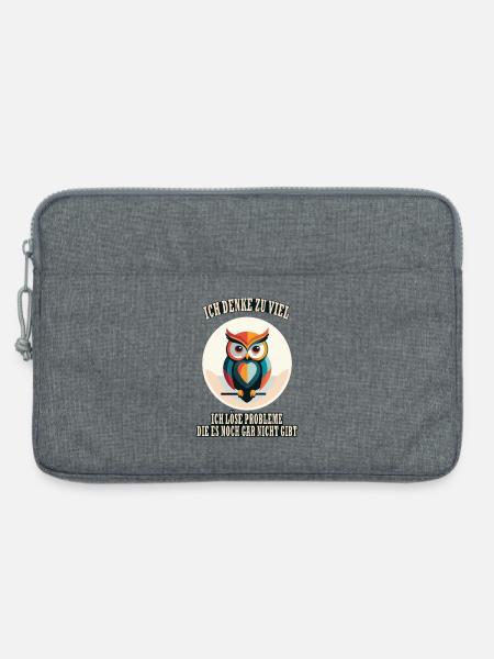 Zu viel Denken Eulenweisheit Eule - Laptoptasche 13" - Grau meliert