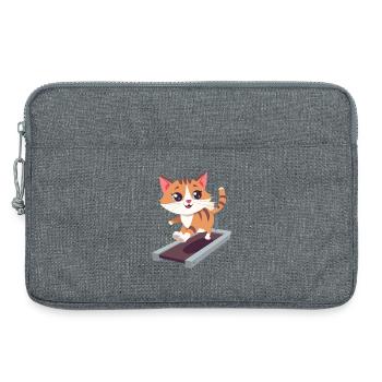 Katze, Laufband, Sport, Gym, Fitness - Laptoptasche 13" - Grau meliert - Vorne