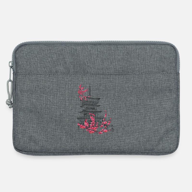 Pagode und Sakura - Laptoptasche 13" - Grau meliert