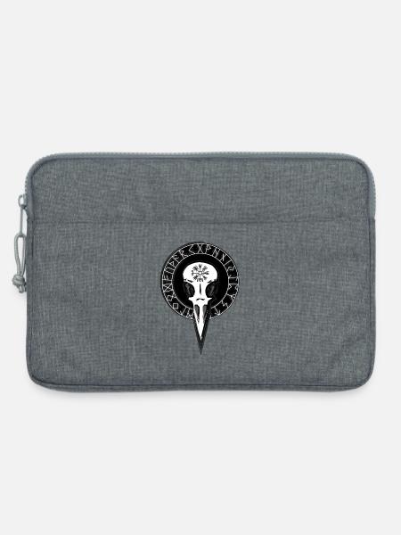 Rabenschädel mit großem Runenkreis - Laptoptasche 13" - Grau meliert