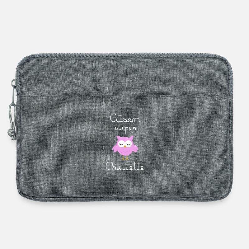 Assem Super Eule (in weiß geschrieben) - Laptoptasche 13" - Grau meliert