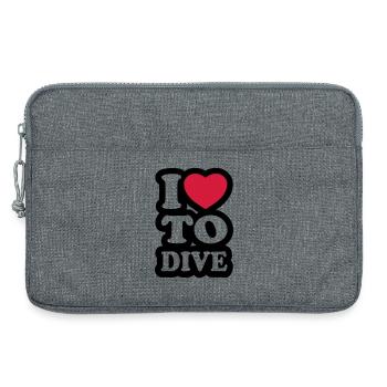 I love to dive - J'aime plonger - Sacoche pour ordinateur portable 13 pouces - gris chiné - Devant