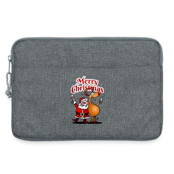 Merry Christmas - Père Noël et ses rennes - Sacoche pour ordinateur portable 13 pouces - gris chiné - Devant