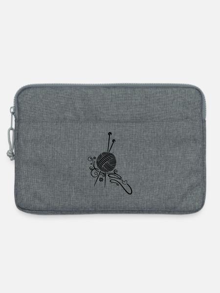 Stricken, Handarbeiten, Stricknadeln Wolle - Laptoptasche 13" - Grau meliert