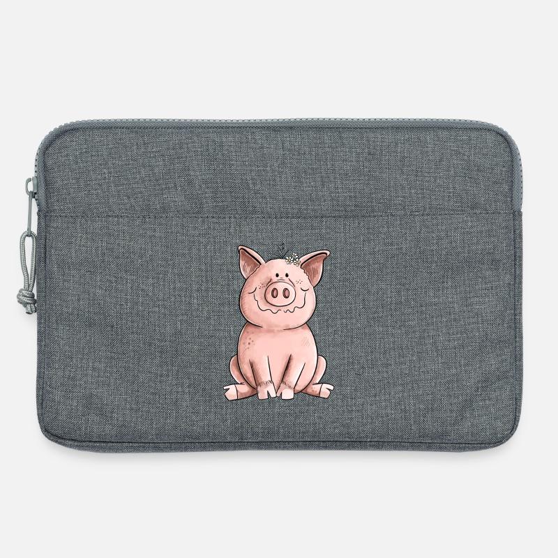 Glückliches Schwein - Laptoptasche 13" - Grau meliert