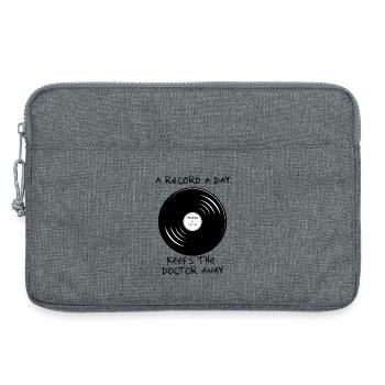 a record a day keeps the doctor away 33 1/3 sketch - Laptop bag 13" - heather grey - Front