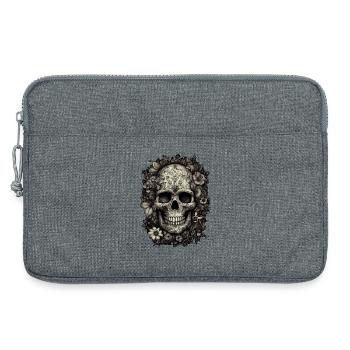 Cooler Boho Totenkopf mit Tattoos und Blumen - Laptoptasche 13" - Grau meliert - Vorne
