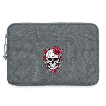 Crâne avec des roses - Sacoche pour ordinateur portable 13 pouces - gris chiné - Devant
