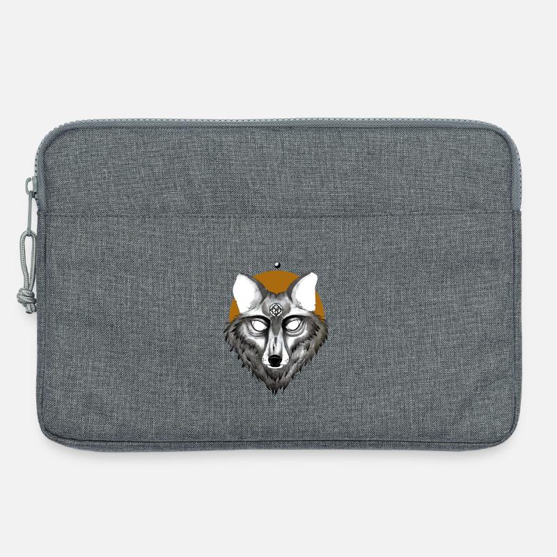 Mystischer Wolf mit Pentagramm Blick - Laptoptasche 13" - Grau meliert