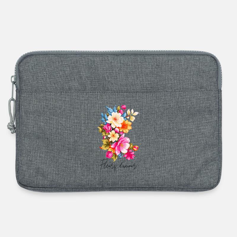 Lebendige Blumenkomposition in drei Farben - Laptoptasche 13" - Grau meliert