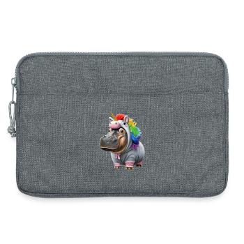 Nilpferd Einhorn - Laptoptasche 13" - Grau meliert - Vorne