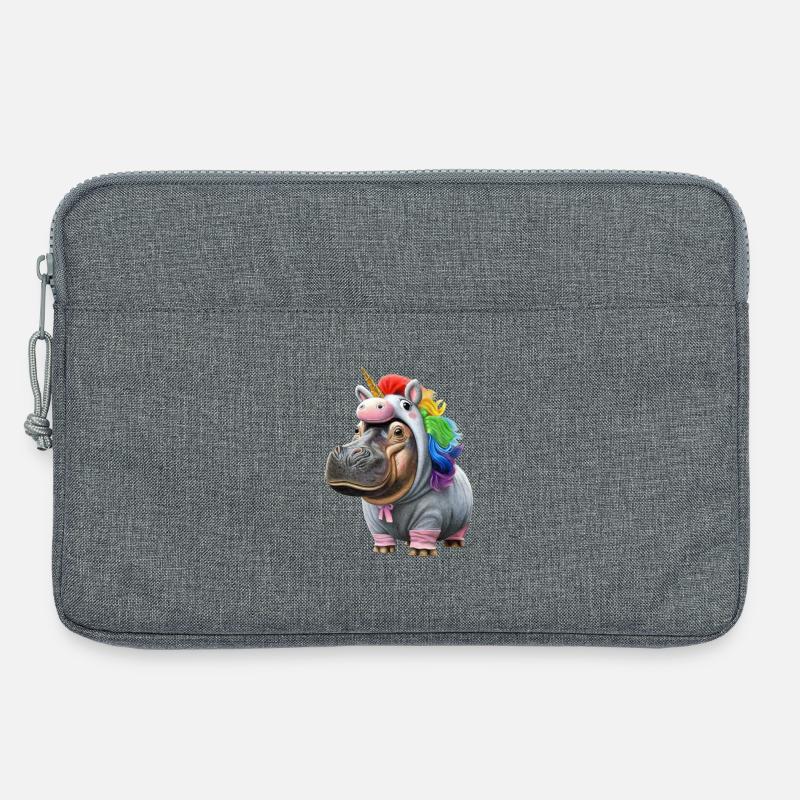 Nilpferd Einhorn - Laptoptasche 13" - Grau meliert