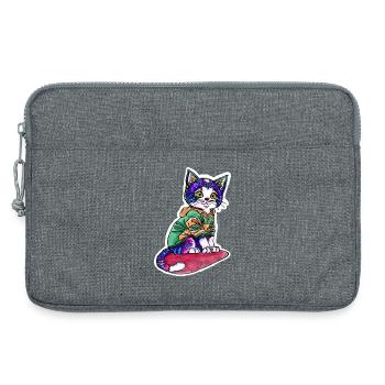 Cat in green sweater - Laptop bag 13" - heather grey - Front