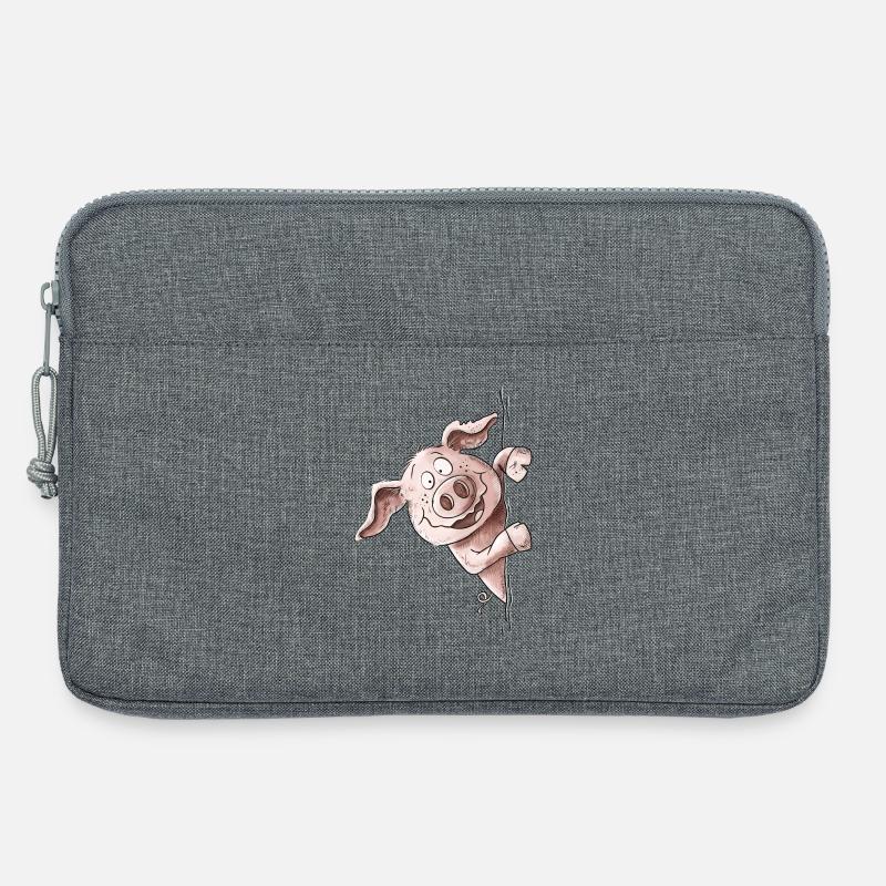 Drolliges Schweinchen Schwein Wutz Wutzchen - Laptoptasche 13" - Grau meliert