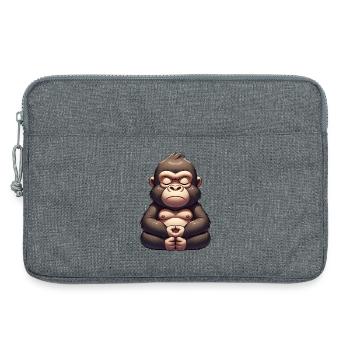 Cute Gorilla Yoga Meditation Inner Peace Cartoon - Laptop bag 13" - heather grey - Front