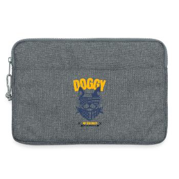 Chien cool avec des lunettes de soleil – « My Dog Rules » - Sacoche pour ordinateur portable 13 pouces - gris chiné - Devant
