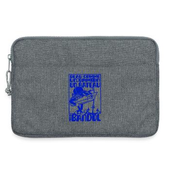 Mascotte rétro méditerranéenne bandol bateau - Sacoche pour ordinateur portable 13 pouces - gris chiné - Devant