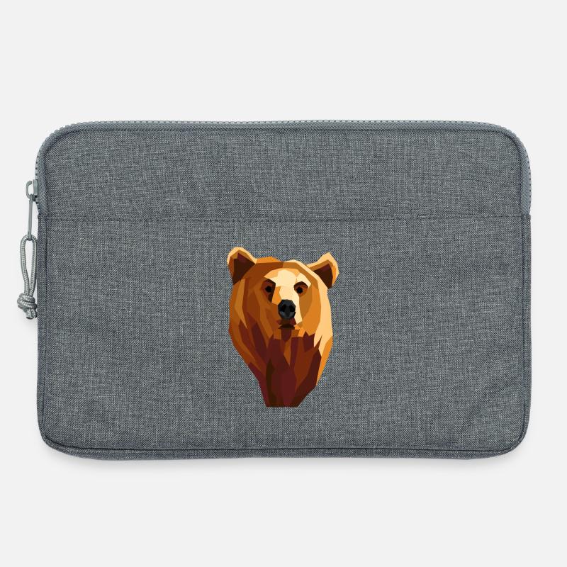 Low poly geometric bear - Laptop bag 13" - heather grey