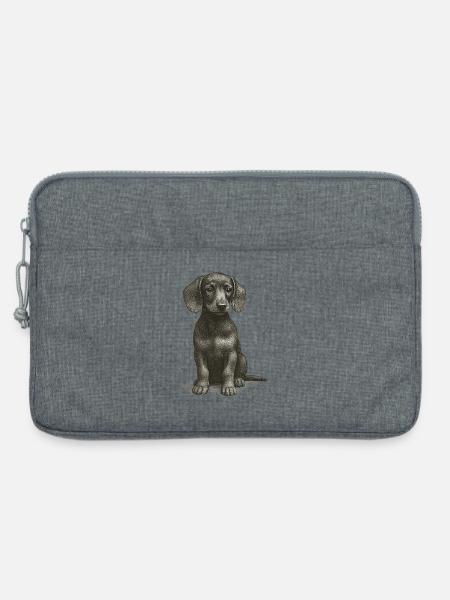 "Kleines Schlappohr" - Welpe Dackel - Laptoptasche 13" - Grau meliert