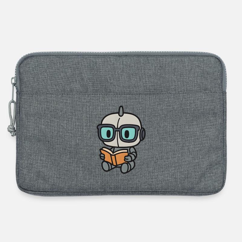 Geek Roboter mit Brille und Buch - Laptoptasche 13" - Grau meliert