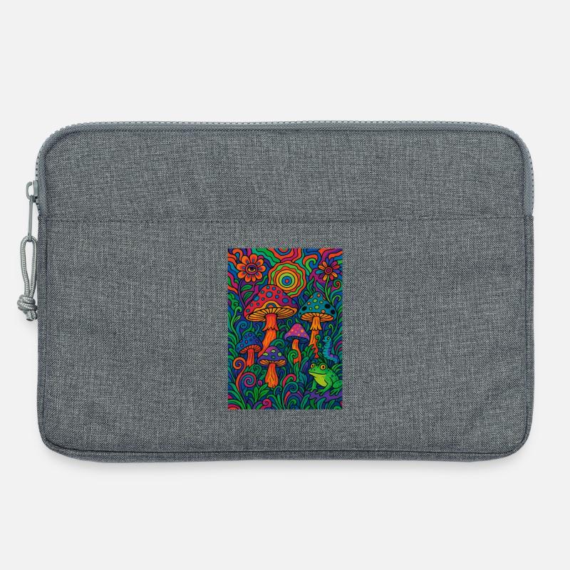Psychedelischer Pilzwald – Buntes Retro Kunstwerk - Laptoptasche 13" - Grau meliert