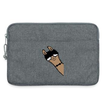 Lama Nerd Geek Brille Fliege Lustig Tier Alpaka - Laptoptasche 13" - Grau meliert - Vorne