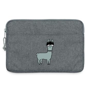 Lama Nerd Geek Hornbrille Fliege Lustig Alpaka Süß - Laptoptasche 13" - Grau meliert - Vorne