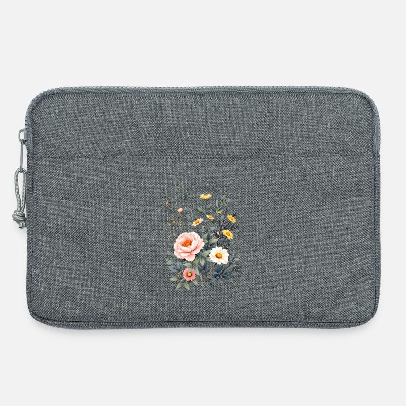 Boho Blumen – Blühende Harmonie - Laptoptasche 13" - Grau meliert