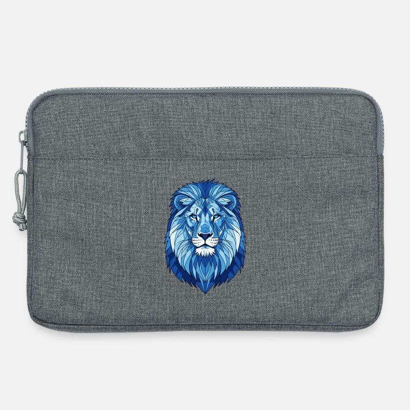 Blauer Geometrischer Löwe - Laptoptasche 13" - Grau meliert