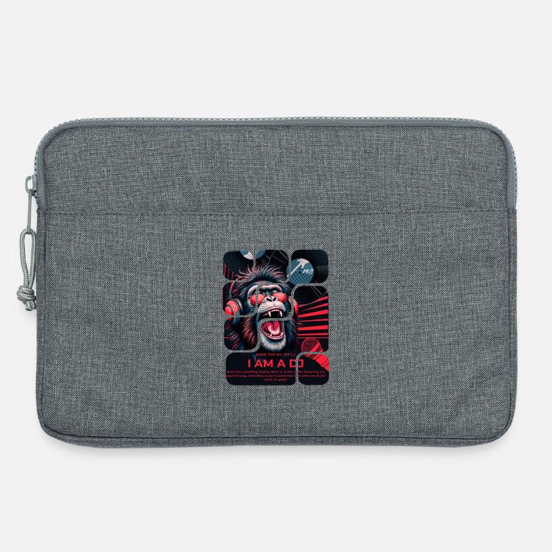 DJ Affe mit Kopfhörern Neon Design - Laptoptasche 13" - Grau meliert